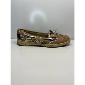 Sperry Top Sider Boat Shoes Pink Floral Brown 9102278 Size 7.5